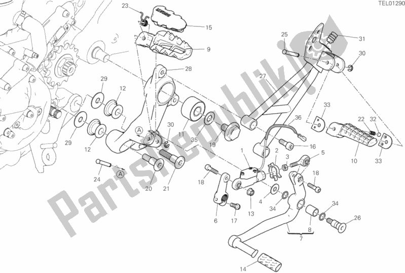 Todas las partes para Reposapiés, Izquierda de Ducati Hypermotard 950 SP 2020